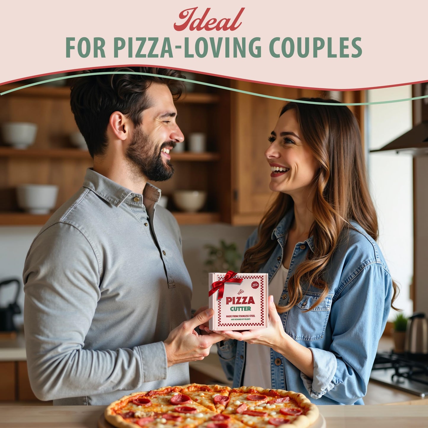 Valentine's Day Pizza Cutter Gift for Boyfriend, Husband - Engraved "I Love Every Pizza You" Anniversary for Men - I Love You Gifts for Him - Stainless Steel Pizza Cutter Wheel - Gift for Pizza Lovers
