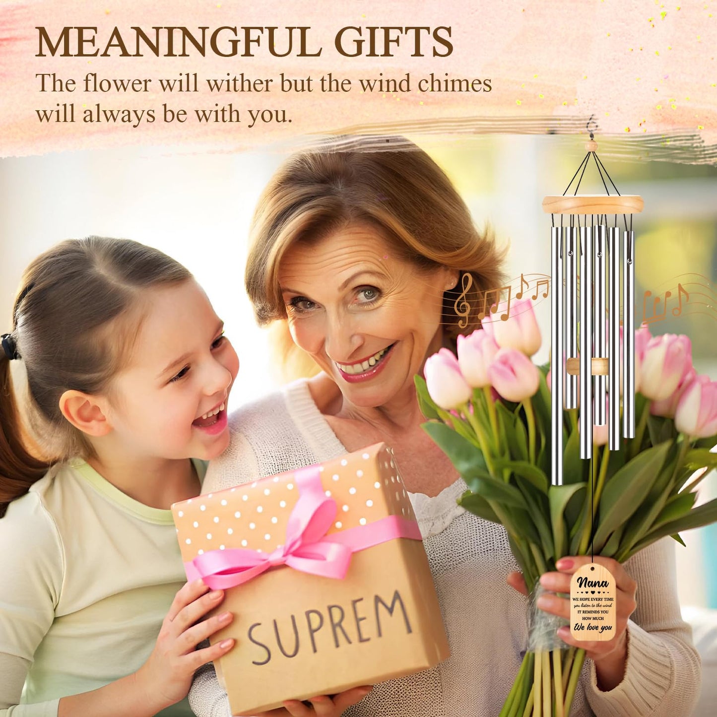 Nana Gifts, Nana Birthday Gifts, Nana Wind Chimes, Best Gift Ideas for Nana's Birthday, Christmas, Mothers Day, Grandmother Gifts from Grandkids