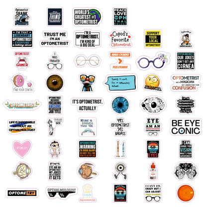 BulbaCraft 100Pcs Funny Eye Doctor Stickers, Optometrist Stickers, Funny Optometry Gifts for Women, Gifts for Women & Men