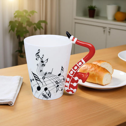 Sax Mug Sax Coffee Mug Gift for Saxophone Players Musician - 13.5 oz Saxophone Cup Gifts for Music Lovers - Music Coffee Mugs Birthday Christmas Gifts for Men Women(Red)