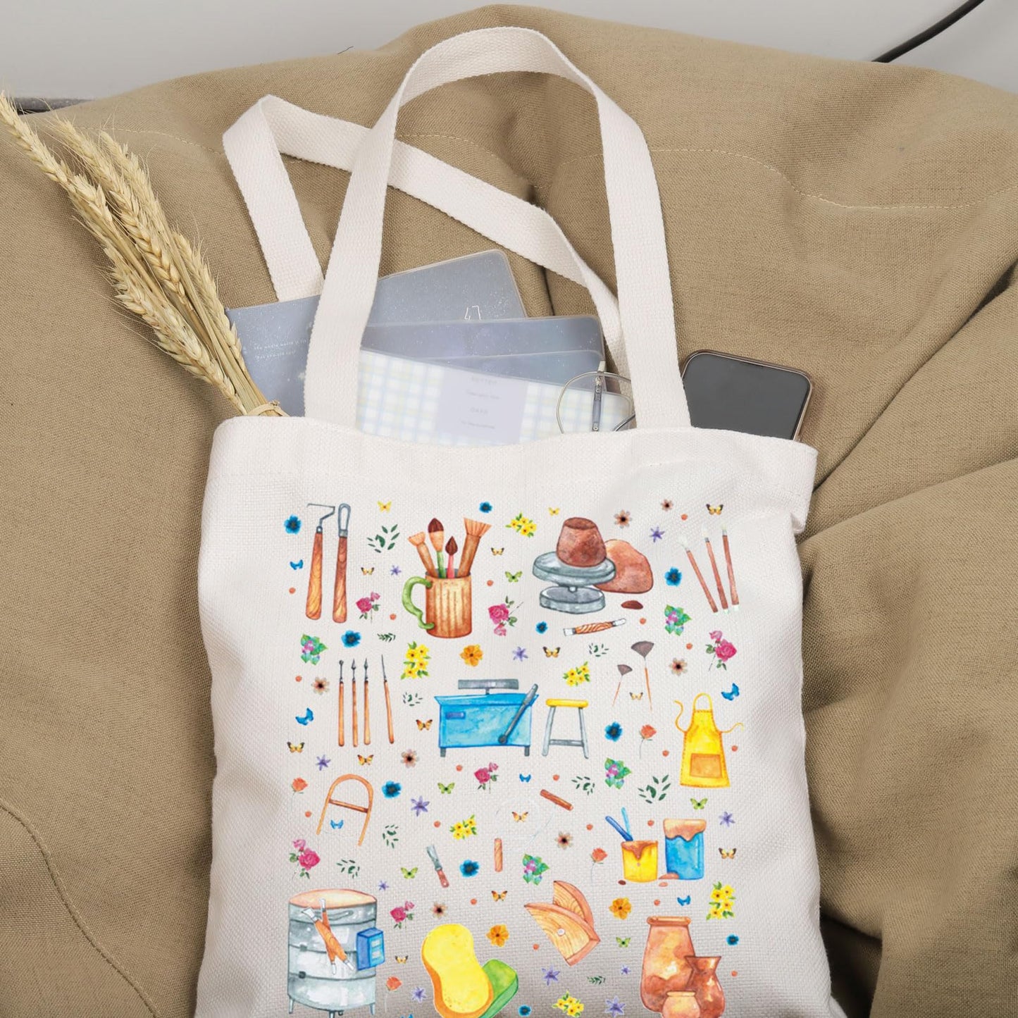 PWHAOO Pottery Maker Gift Pottery Design Tote Bag Ceramic Artist Lover Handbag Ceramics Lover Gift