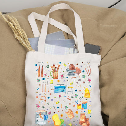 PWHAOO Pottery Maker Gift Pottery Design Tote Bag Ceramic Artist Lover Handbag Ceramics Lover Gift
