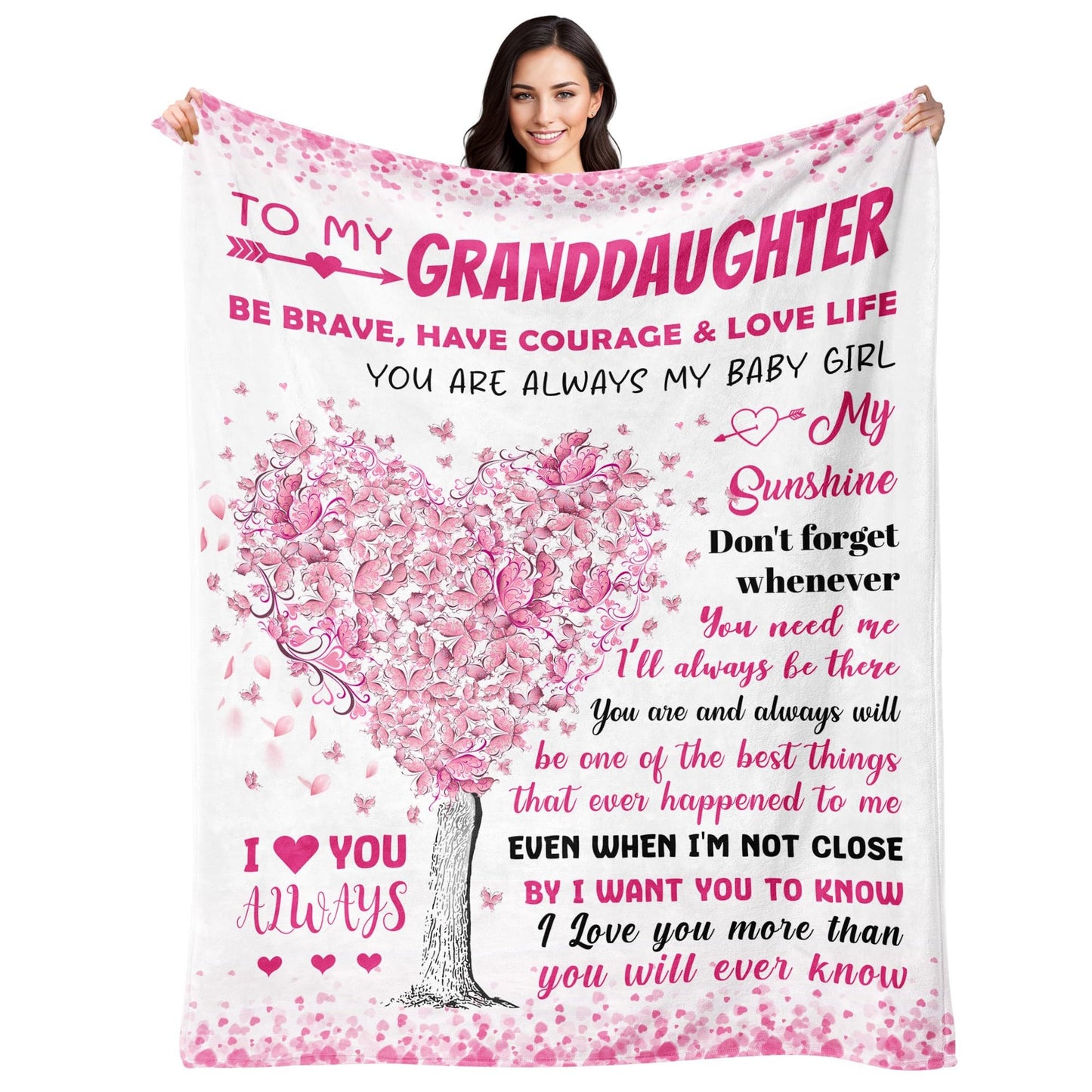 BAOERN Granddaughter Gifts from Grandma Grandpa - Granddaughters Birthday Gifts - Gift for Teen Girls & Kids - Christmas Graduation Present for Granddaughter - to My Granddaughters Blanket 50"x60"