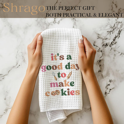 Funny Baking Gifts Kitchen Towels, Gifts for Bakers Cookie Lovers Dish Tea Towels for Kitchen, It's a Good Day to Make Cookies Decorative Hand Towel, 16x24 Inch