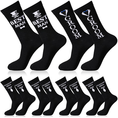 Sintege 6 Pairs Groomsmen Gifts for Men Him Wedding Novelty Socks Funny Proposal Gifts Crew Socks for Bestman Groomsmen Groom
