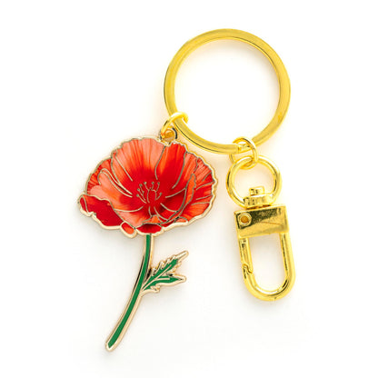 Red Poppy Keychain & Bag Charm – California Poppy Floral Accessory, Boho Gifts, August Birth Flower Keychain, Flower Gifts