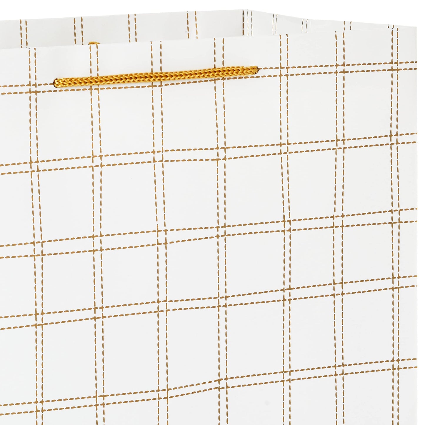 Hallmark 13" Christmas Gift Bags (4 Large White Bags: Gold Snowflakes, Gold Plaid) for Holiday Parties, Winter Weddings, Bridal Showers