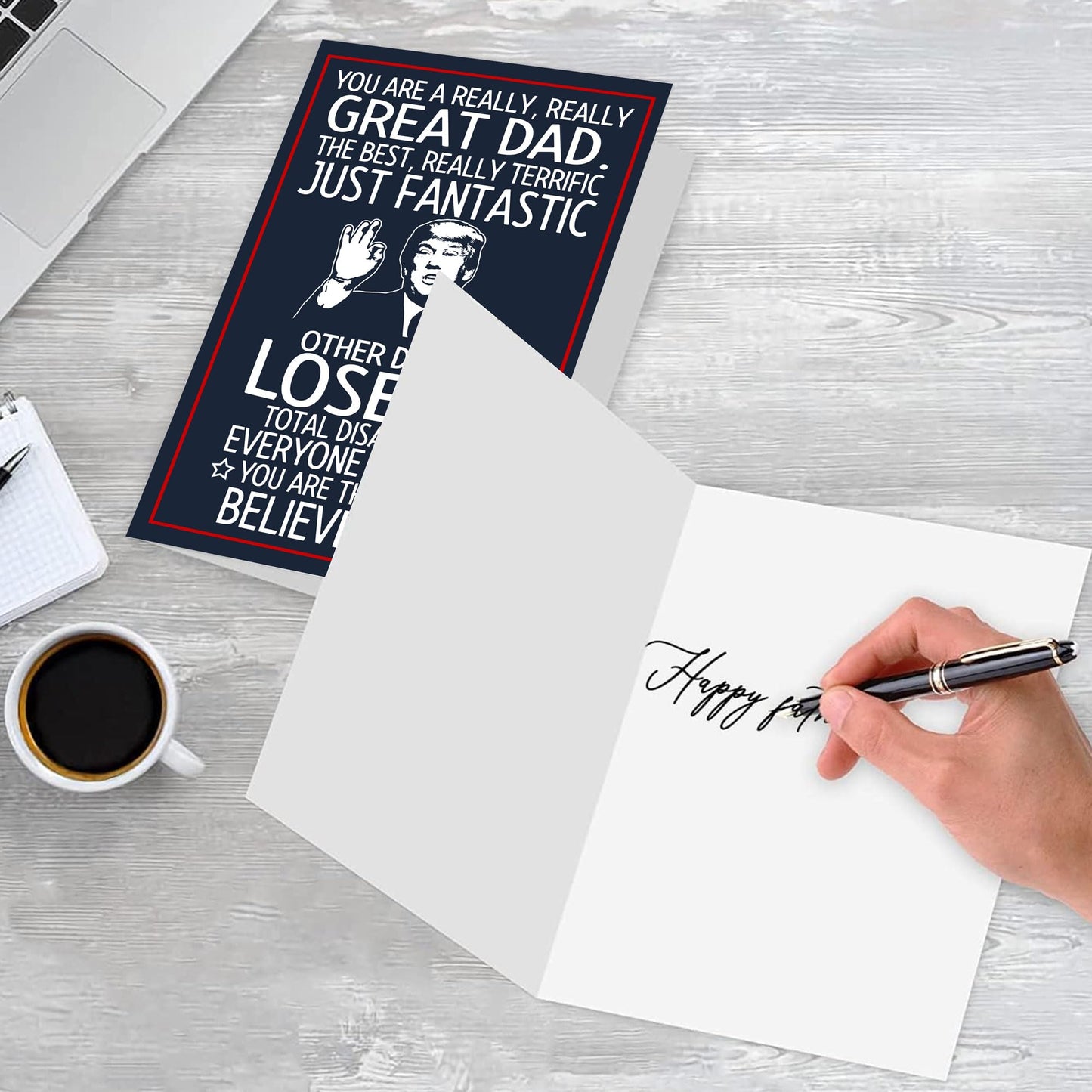 BETHEGIFT Funny Fathers Day Gift Card for Dad from Daughter, Son, Kids - Hilarious Gift for Husband from Wife - Humorous Father's Day Greeting Card, Birthday, 300gsm Premium Quality