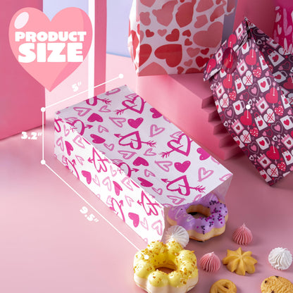 JOYIN 48 Pcs Valentine’s Day Paper Gift Bags, 9.5" Goodie Bags ,Treat Bag with Love Sticker for Valentine Party Favors Gifts, Wedding Gift ,Giving Gift Wrapping Birthday,Classroom Exchange Prizes