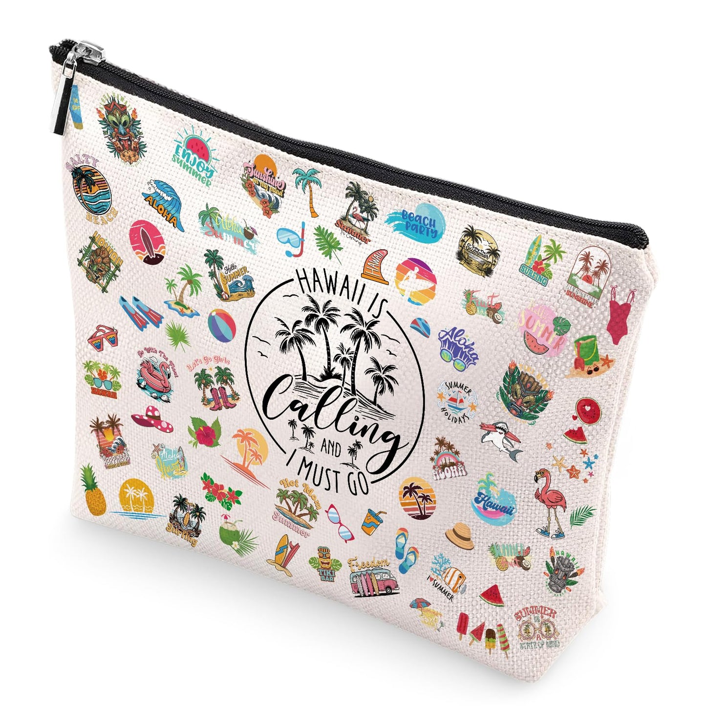 Hawaiian Makeup Bags Souvenirs - Hawaii Travel Must Haves for Vacation Aloha Small Cosmetic Organizer for Women Girls Trip Birthday Gifts Summer Beach Accessories Bag Friends Holiday Gift