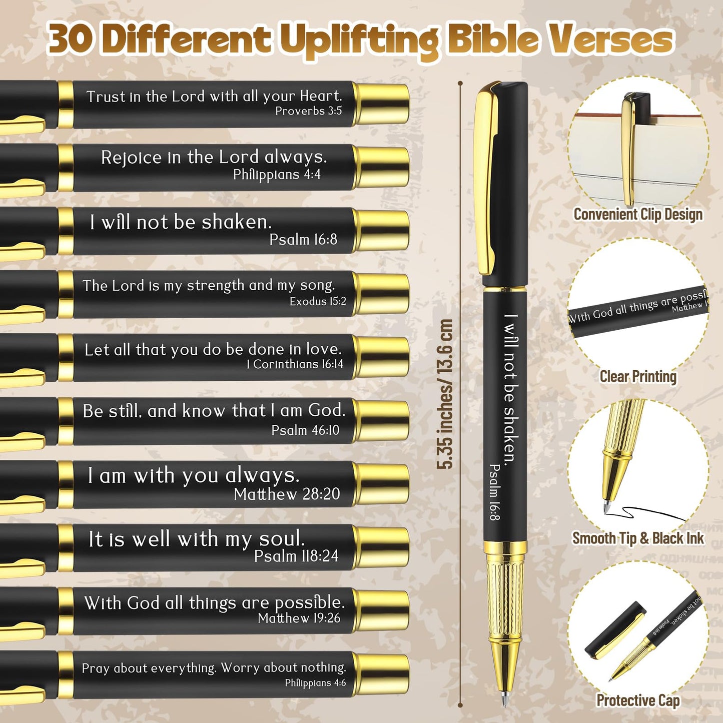 Spakon 30 Set Father's Day Gifts for Church Bulk Inspirational Bible Verse Pen Religious Christian Pens with Box Faith Based Christian Gifts for Men Pastor Office Church Welcome Favor Sunday School