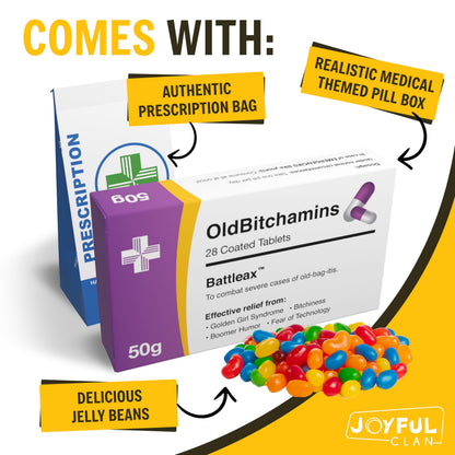 Joke Prank Pill Box with Jelly Beans Candy - Unique Funny Female Gag Gift Ideas for Women, 30th, 40th, 50th, 60th Birthday Gifts for Sister, Mom, Wife, Girlfriend, Grandma, Coworker