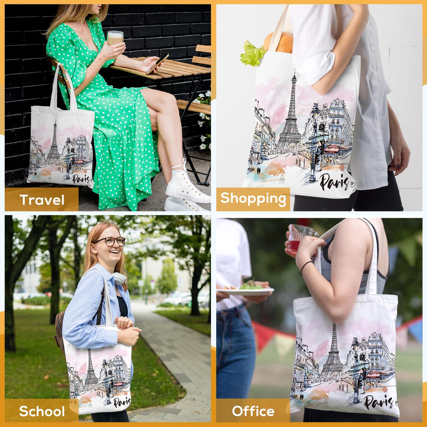 Sitsink Europe Travel Souvenirs Gifts Tote Bags Reusable Grocery Bags London Paris Switzerland Gifts for Women