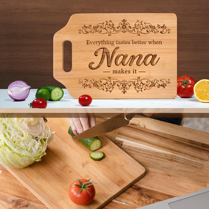 AceThrills Nana Gifts for Nana Birthday Gifts from Grandkids - Engraved Bamboo Cutting Board 12.3"L x 8.7"W x 0.4"Th