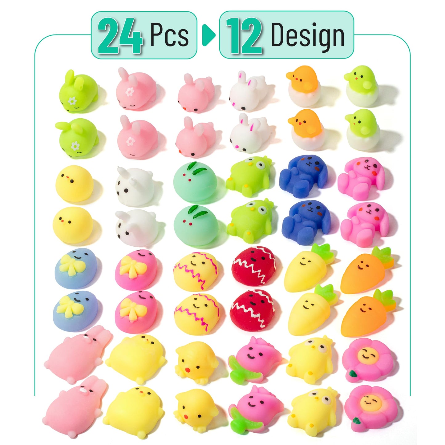 Mr. Pen- Easter Squishy Toys for Kids, 48 Pack, Washable Twistable Stretchy Squishies Bulk, Soft Stress Relief Sensory Toys for Squeezing, Easter Basket Stuffers, Party Favors & Classroom Rewards