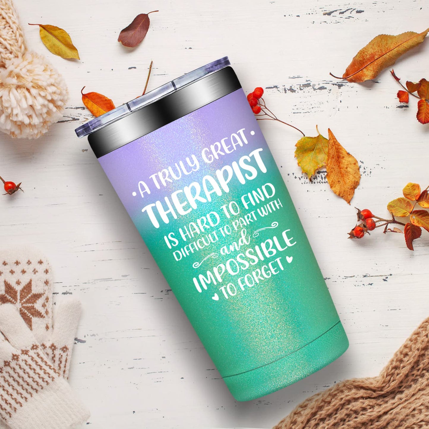Grifarny Therapist Gifts Mental Health - Physical Therapists Gifts for Women - Christmas, Therapy Gift for Therapists - A Great Therapist is Hard to Find Tumbler Cup 20oz