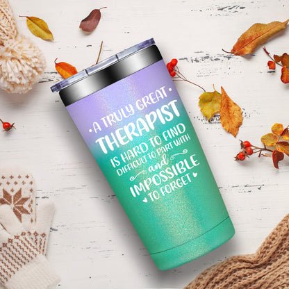 Grifarny Therapist Gifts Mental Health - Physical Therapists Gifts for Women - Christmas, Therapy Gift for Therapists - A Great Therapist is Hard to Find Tumbler Cup 20oz