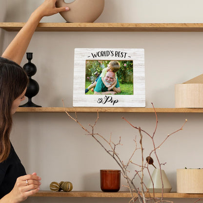 Pop Pops Gifts Picture Frames, Pop Grandpa Photo Frame Gift for Grandfather Fathers Day Christmas from Grandkids, World's Best Pop Picture Frame, Grandpa Wood Picture Frames for 5x7 Photos