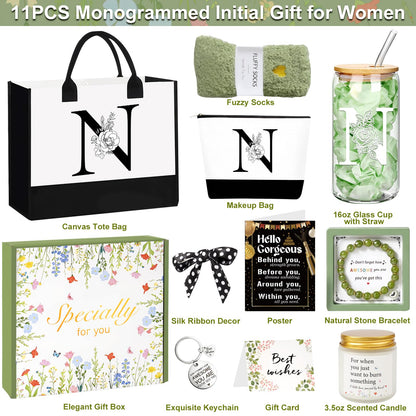 Birthday Gifts for Women, Personalized Graduation Gifts Teacher Appreciation Gifts, Monogrammed Initial Gift for Teacher Her Wife Friend Daughter Sister Girlfriend, Get Well Thank you Gifts (N)