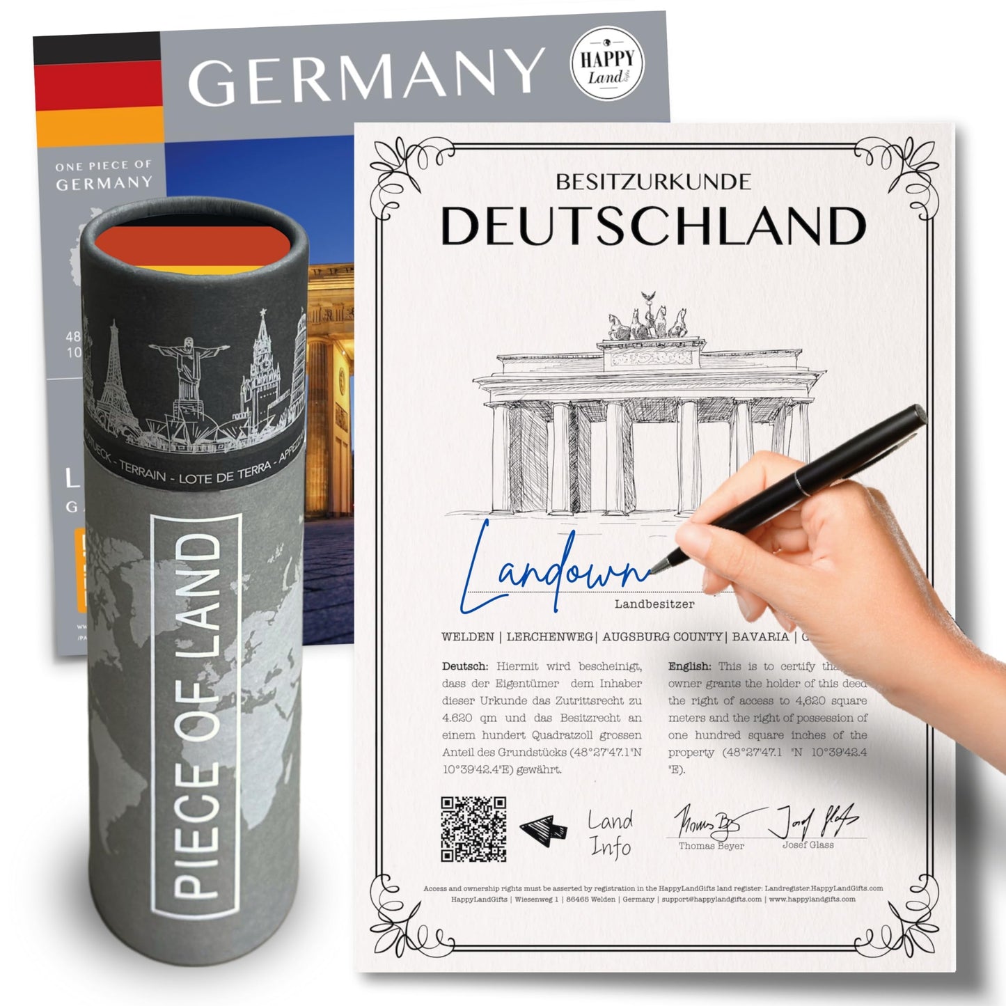 German Gifts for Women an Men | Real Piece of Germany | Highly Unique German Themed Gifts - Blank Certificate to Write in The Name of Your Choice | Berlin Gift Ideas | German Christmas Gift