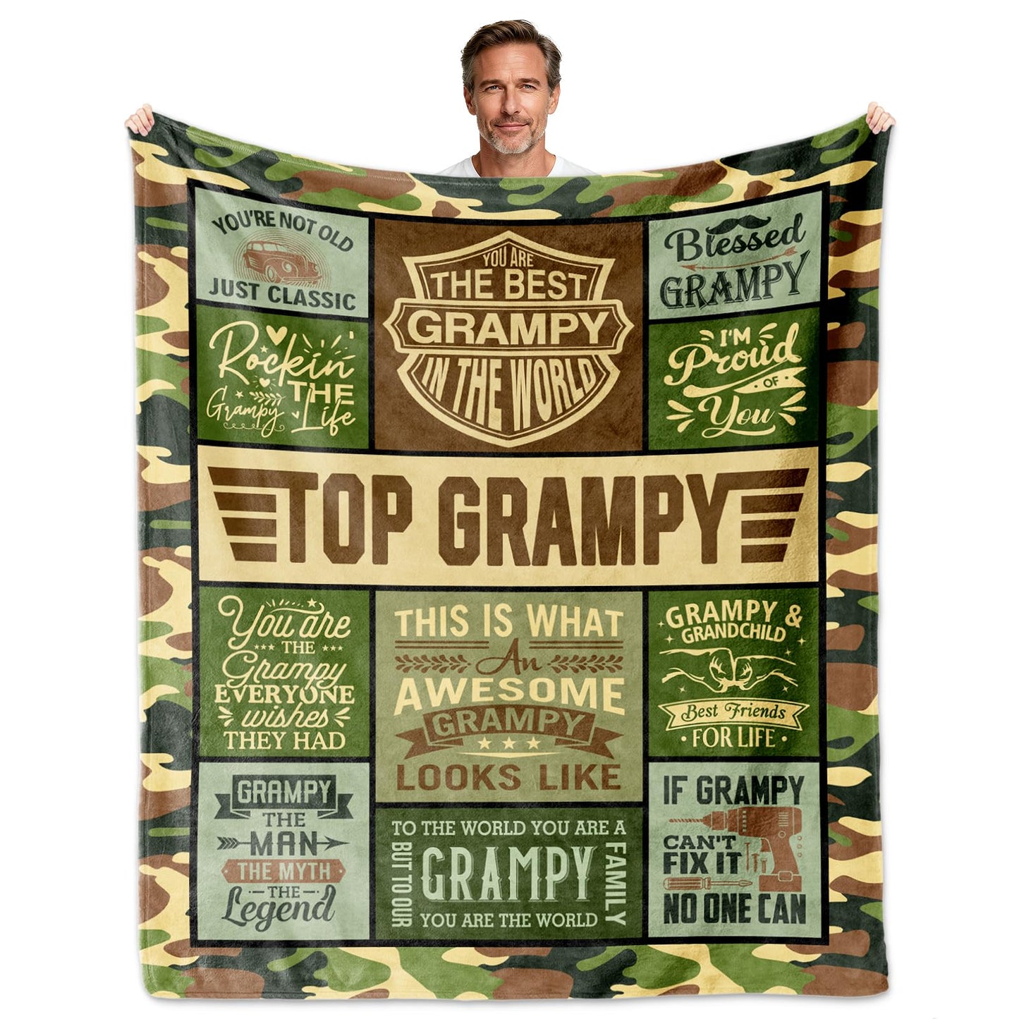 Grampy Gifts from Grandchildren, Grampy Blanket 60"x50", Gifts for Grampys from Grandkids, Grampy's Gift for Grandpa, Grampys Gift Ideas for Birthday Fathers Day Christmas, Grampy's Present