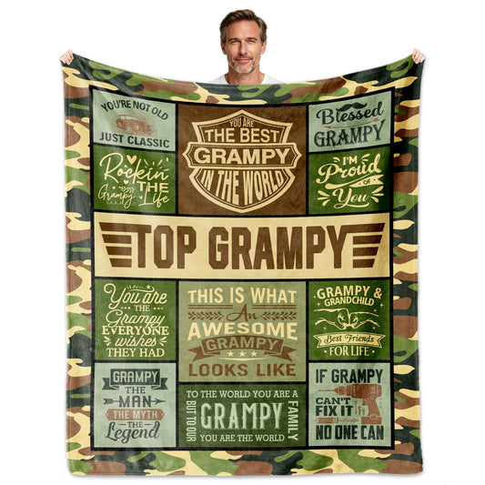 Grampy Gifts from Grandchildren, Grampy Blanket 60"x50", Gifts for Grampys from Grandkids, Grampy's Gift for Grandpa, Grampys Gift Ideas for Birthday Fathers Day Christmas, Grampy's Present
