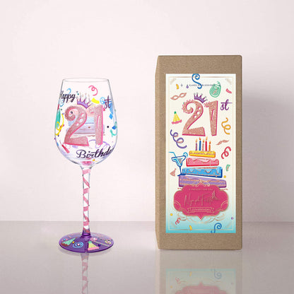 NymphFable Hand-painted Wine Glass 21st Birthday Gift Artisan Painted 15oz Personalised Gift for Her
