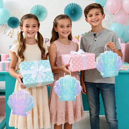 ALOVYY Mermaid Party Favor Bag Seashell Gift Bags for Shell Mermaid Birthday Decorations and Under the Sea Theme Party Ocean Beach Goodie Treat Supplies