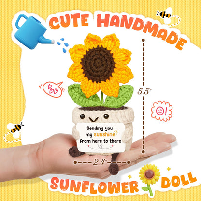 AceThrills Long Distance Relationship Gifts for Girlfriend Boyfriend Him Her - Handmade Positive Sunflower Crochet Decor - Long Distance Friendship Gift, Moving Away Farewell Leaving Gifts for Women