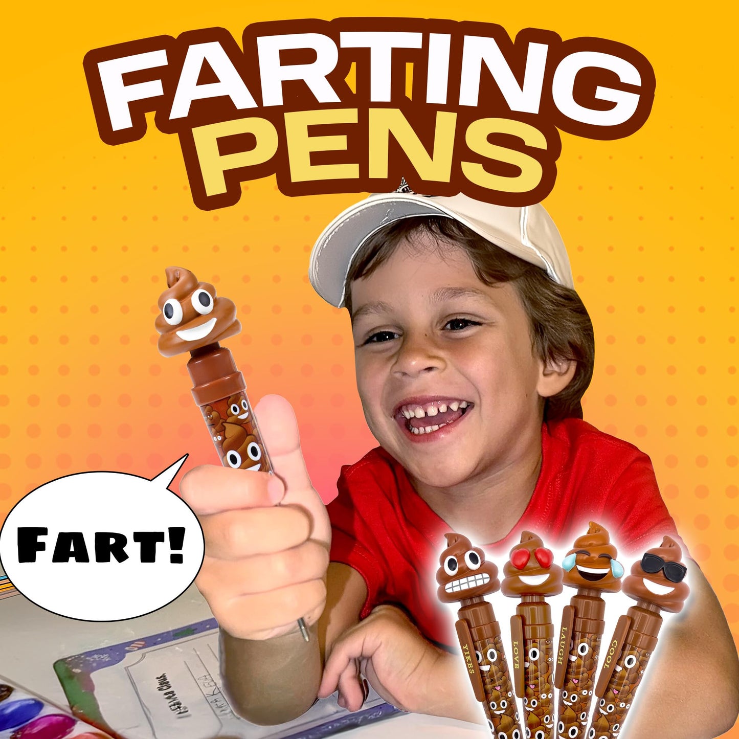 Farting Poop Pen with 7 Funny Fart Sounds - Silly Novelty Gag Gift for Boys & Girls Ages 8-12, Funny Gifts for Kids & Teens, Great Birthday Gift Ideas, Poop Pen That Actually Farts (Classic)
