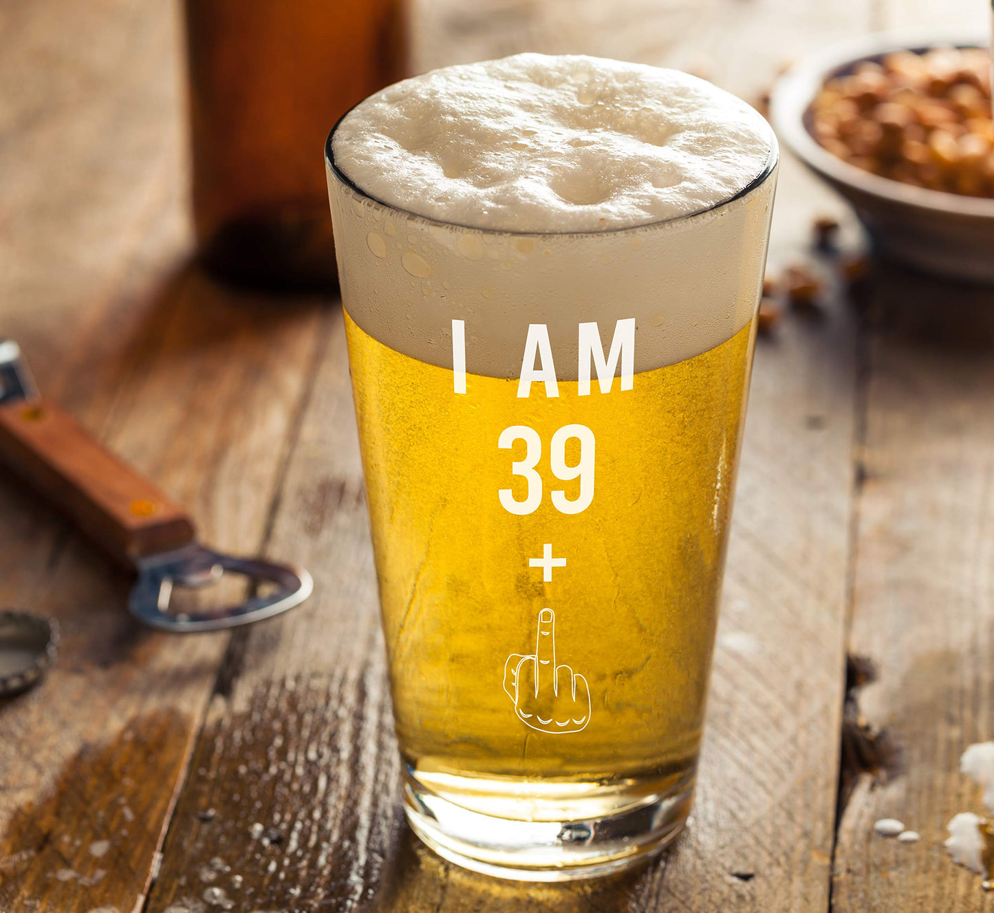 Gelid 39 + One Middle Finger 40th Birthday Gifts for Men Women Beer Glass – Funny 40 Year Old Presents - 16 oz Pint Party Decorations Supplies - Craft Beers Gift Ideas for Dad Mom Husband Wife 40 th