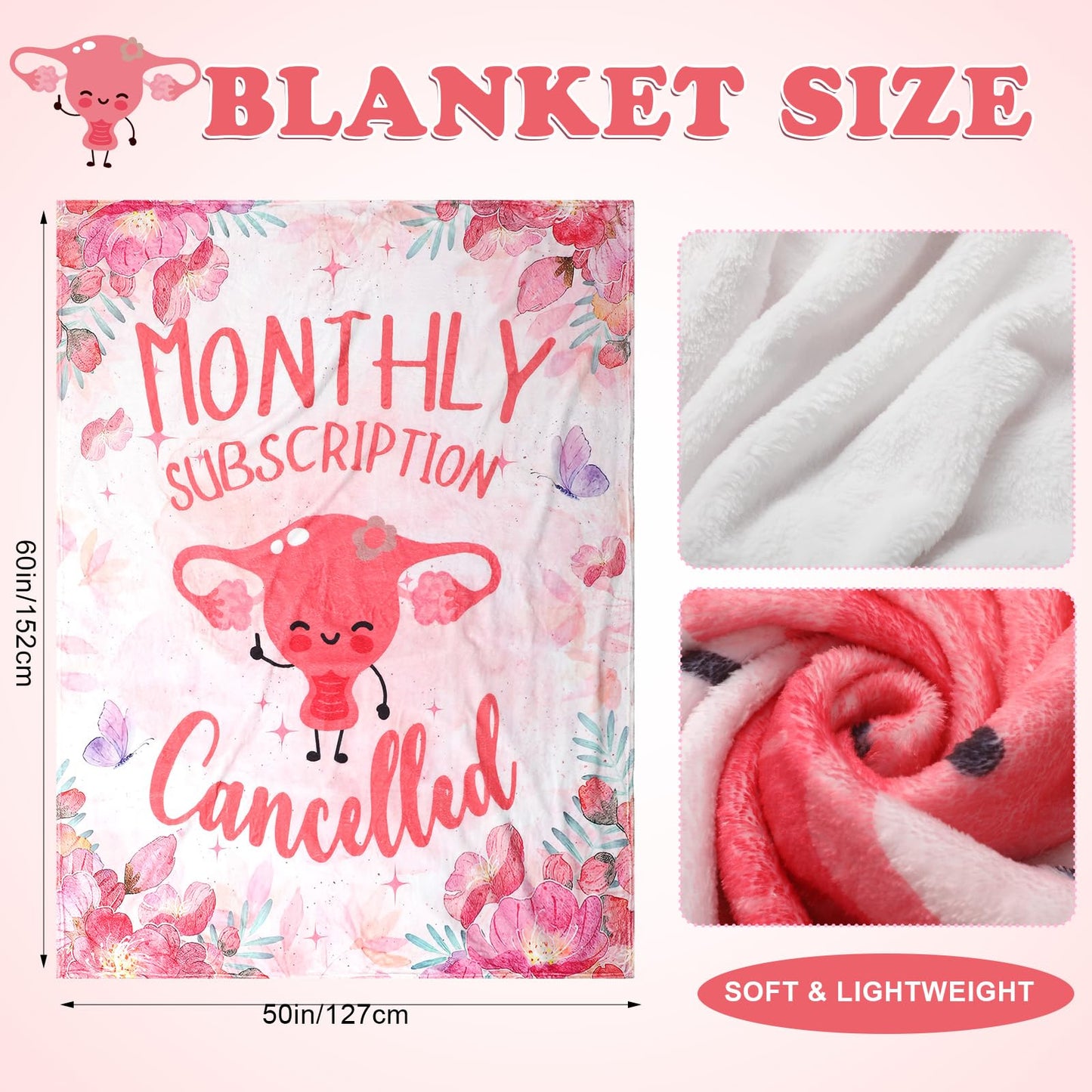 Breling 4 Pcs Funny Hysterectomy Recovery Gift Set for Women Funny Ceramic Mug Flannel Throw Blanket Crew Socks Candle Post Uterus Surgery Care Package Gift Basket