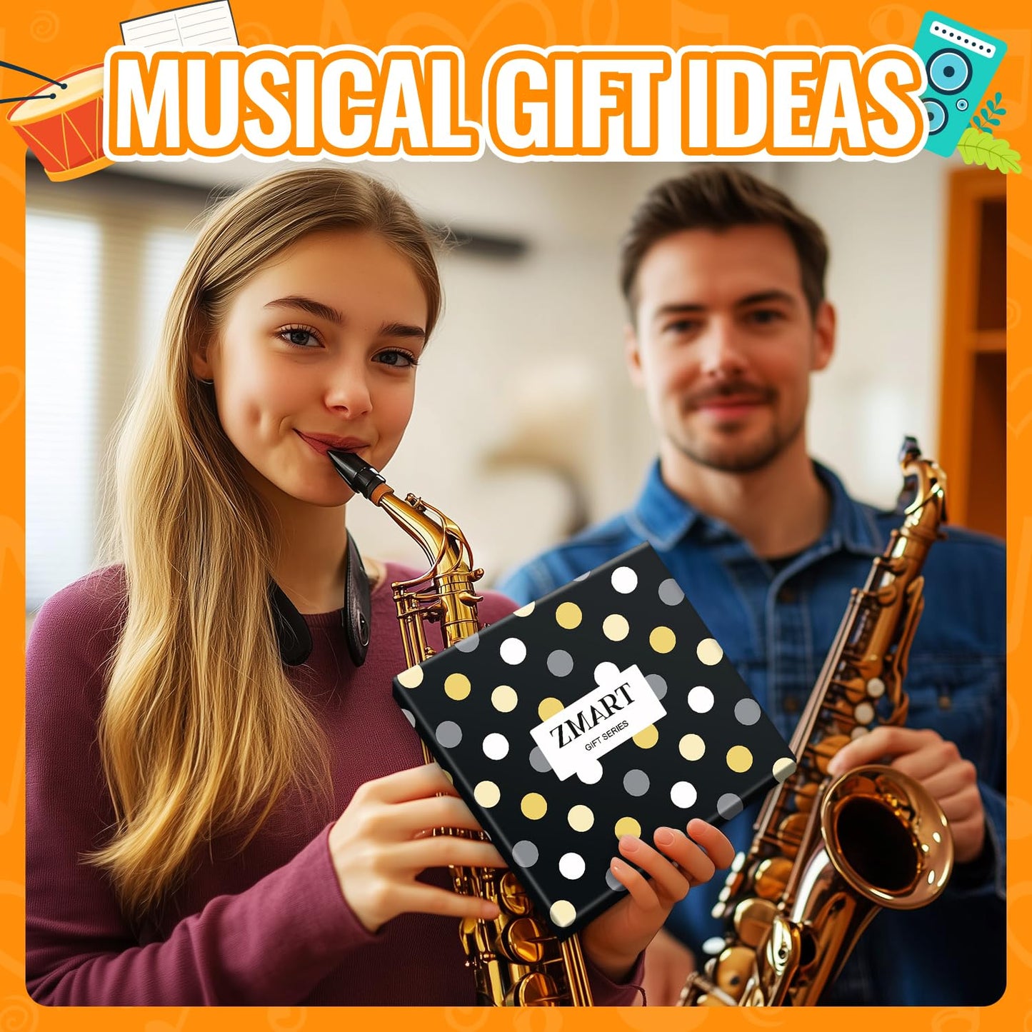 Zmart Music Gifts for Music Lover - Piano Guitar Saxophone Drum Socks for Player Musician