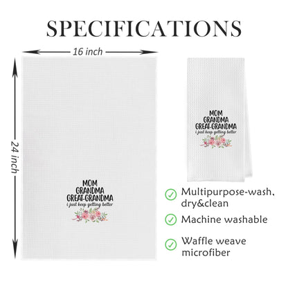 Great Grandma Dish Towels - Great Grandma Gifts Waffle Weave Kitchen Towels, Grandma Hand Towel, Grandma Tea Towel, Grandma Gifts from Grandson Granddaughter (16×24 Inches)