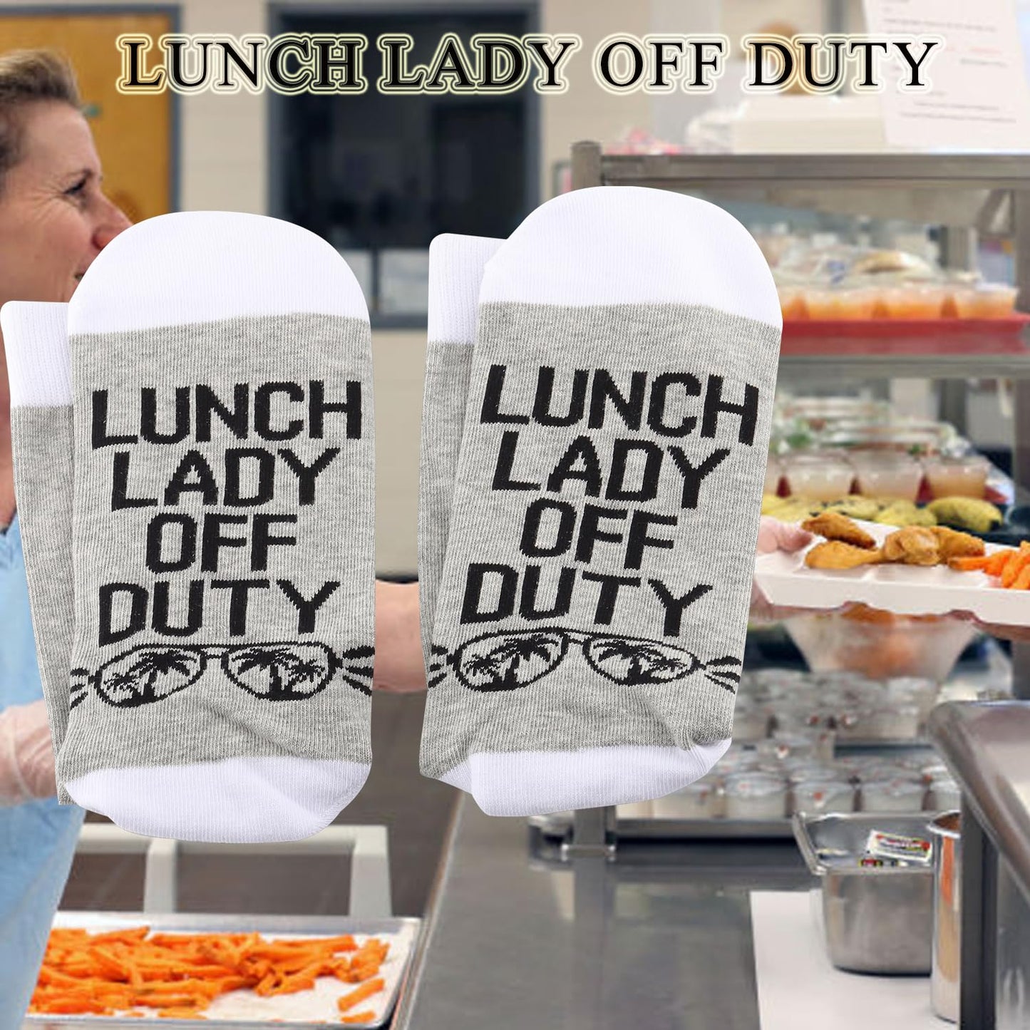 BDPWSS Lunch Lady Gift Cafeteria Worker Gift Lunch Lady Off Duty Socks Cafeteria Crew Gifts Lunch Ladys Vibes Gifts