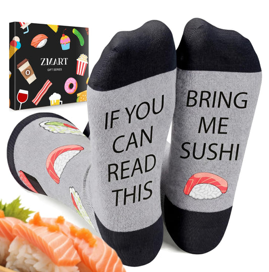 Zmart if You Can Read This - Popcorn Pickle Bacon Avocado Sushi Pizza Socks Gifts for Men