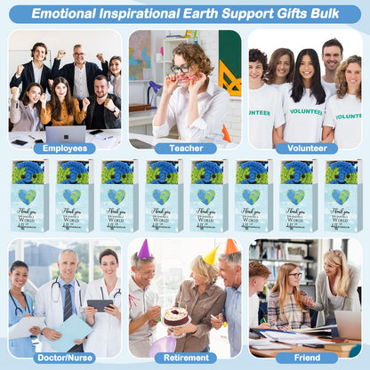 Wettarn 36 Sets Earth Day Gifts Pocket Hug Token Bulk Crocheted Earth with Box Encourage Positive World Environment Day Supplies Reduce Reuse Recycle Gifts for Women Friend Employees