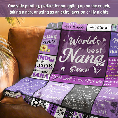 Nana Gifts, Nana Birthday Gifts from Grandkids, Birthday Gift for Nanas, Grandma Mothers Day Birthday Present, Purple Heartwarming Blanket 60”x50”