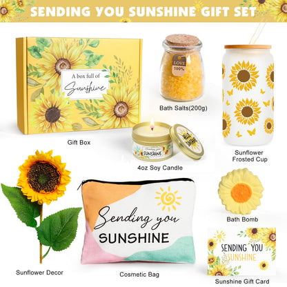Birthday Gifts for Women Sunflower Gifts Get Well Soon, Sending Sunshine Gift Baskets, Self Care Spa Mothers Day Gift for Women Her Mom Best Friends Sister