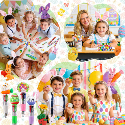 72 PCS Easter Classroom Gift Set with 24 Multi-Color Cute Pens and Mochi Squishy,Bulk Easter Day Gifts for Classroom Prizes Goodie Bag Stuffers Party Favors Supplies.