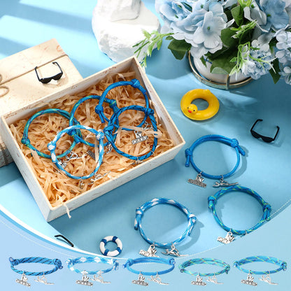 Huquary 30 Pcs Swimming Bracelets Gift Bulk Blue Swim Adjustable Braided Rope Cord with I love Swimming Charm Appreciation Supplies for Swim Team Coach Teen Swimmer Birthday Action Sport Party Favor