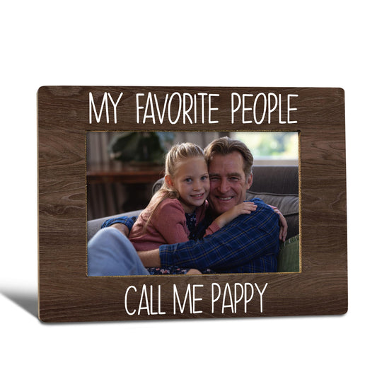 My Favorite People Call Me Pappy Picture Frame, Pappy Grandpa Gifts for Father's Day, Best Grandpa Gifts Photo Frame 4X6, Grandfather Wooden Photo Picture Frames for Desk Tabletop Decor