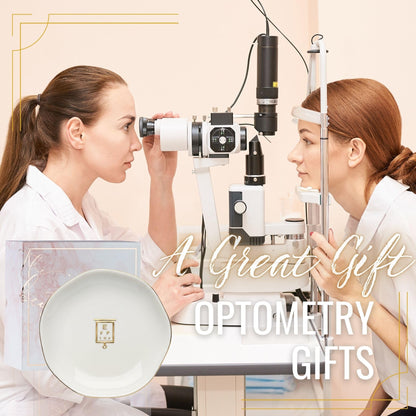 InnoBeta Optometry Gifts for Women Optometrists, Ophthalmology Gifts for Eye Doctors - 4.75" Handcrafted Ceramic Ring Dish with Gold Trim, Decorative Trinket Dish for Rings Earrings