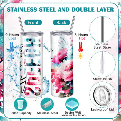 Patelai 7 Pcs Speech Therapy Gifts for Women Teachers Day Language Pathologist Gifts Set for Slp Assistant Therapist Pathologist Include Notebook Tumbler Makeup Bag Pen Essentials(Pink Floral)