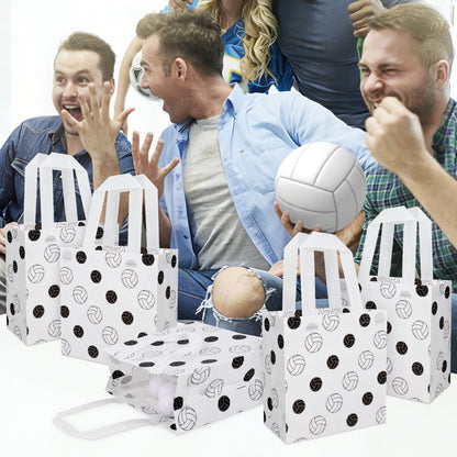 Hxezoc 12 Pieces Volleyball Gift Bags with Handle, Reusable Non Woven Treat Goodie Bag Sport Favor Bags For Volleyball Theme Birthday Party Decoration Supplies