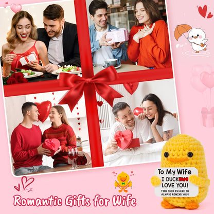 MBL Gifts for Wife Birthday Anniversary - Funny Cute Crochet Duck Anniversary Wedding Romantic Gifts for Couples Girlfriend Mothers Her Women Christmas Mother's Day, I Duck Love You
