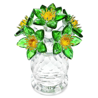 Handcrafted Crystal Flower Figurine 3.8in Tall Glass Flower Ornament Collectibles St. Patrick's Day Decor for Home Unique Gift for Women Mom Wife(Green)