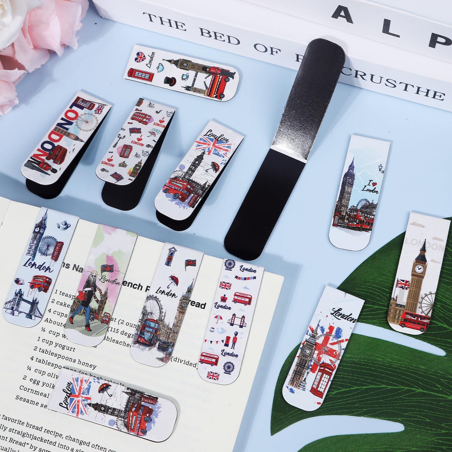 Wxiben London Magnetic Bookmark Gifts - 48PCS British Magnetic Bookmarks UK England Travel Book Marks Magnets Page Marker Clip for Women Travel Students Teacher Reading London Lover Souvenirs Gift
