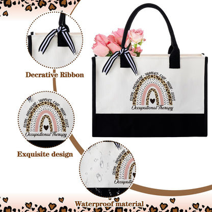 Geiserailie 8 Pcs Occupational Therapist Gifts for Women 2026 Including Large Tote Bag Cosmetic Bags Tumbler Cup Plush Socks Metal Keychain Card and Envelope for National Ot Month Appreciation Gifts