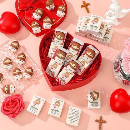 Wettarn 30 Sets Jesus Loves You Gifts Jesus Figures Stress Balls with Support Boxes for Christian Religious Church Stuffers Faith Desk Decor Christmas Valentines Day Party Favors